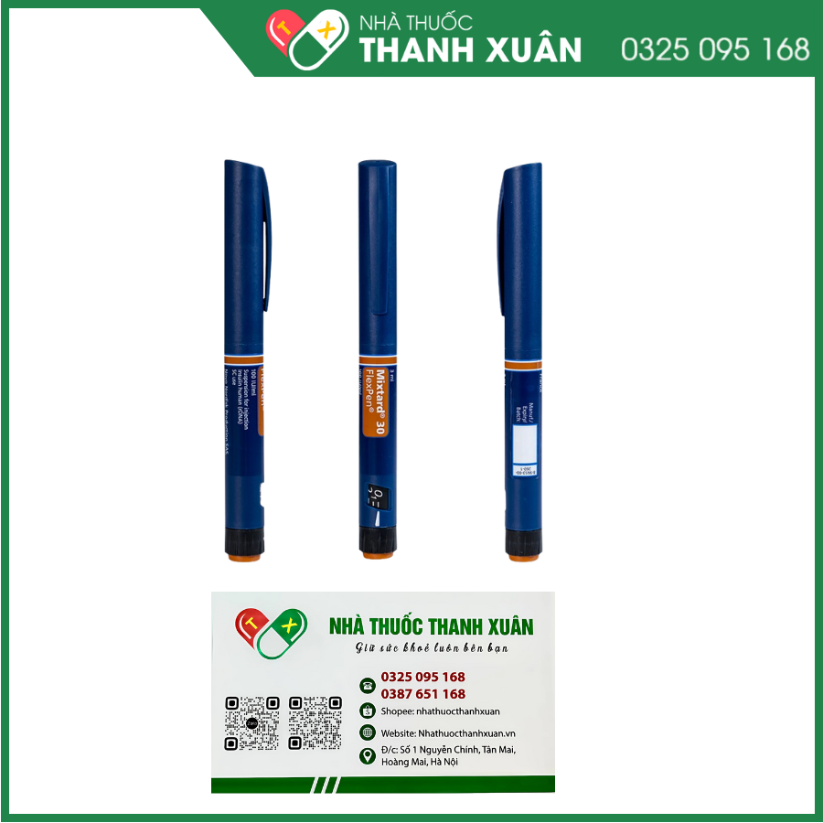 Bút tiêm Mixtard 30 Flexpen 100 IU/ml điều trị bệnh đái tháo đường
